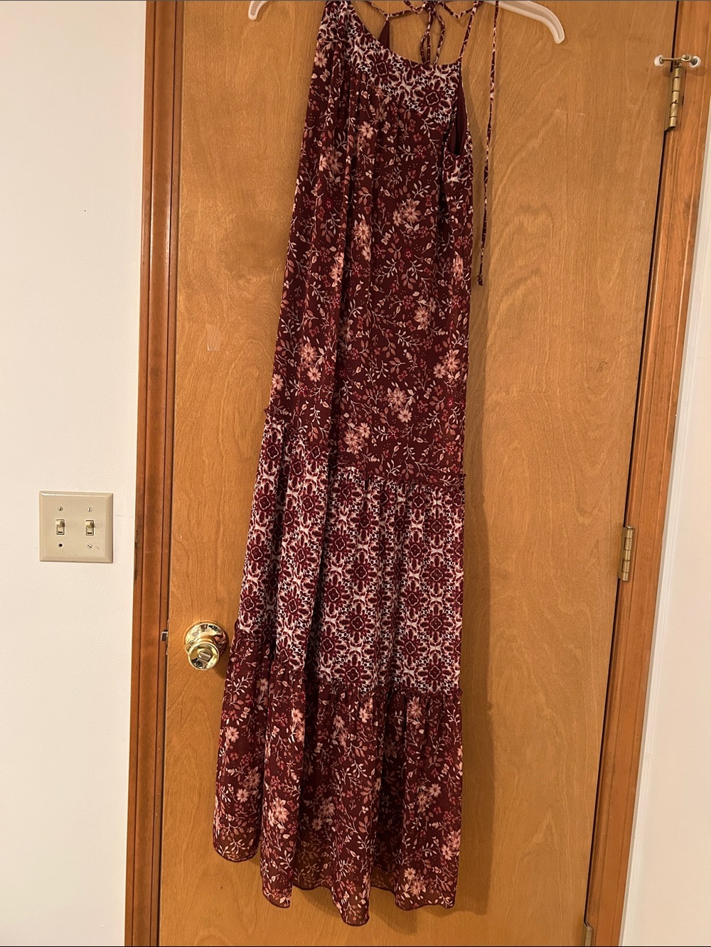 NWOT Boho Floral Maxi Dress in Burgundy S